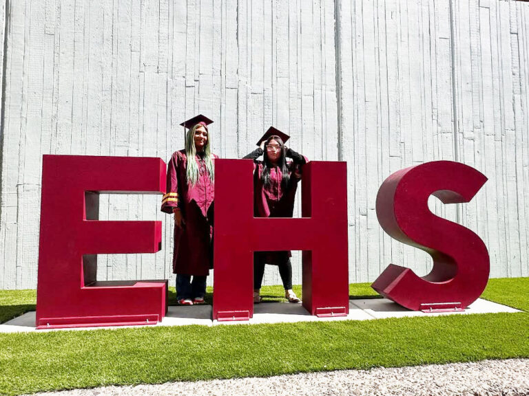 Eldorado High School outdoor metal letters landmark display in Las Vegas.