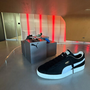 Approximately 5-foot-long replica of a PUMA Suede shoe was built to closely match the original using a mix of real suede, vinyl, and.