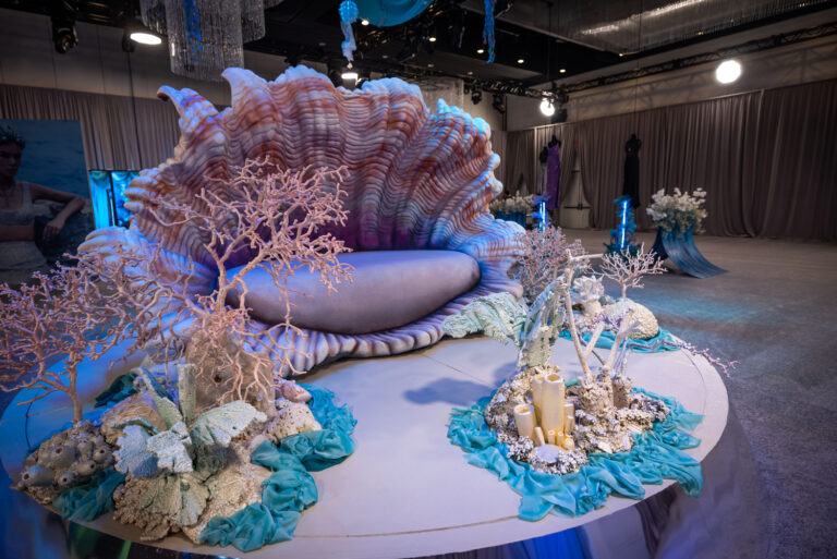 Custom hand-sculpted seashell and coral mermaid throne! custom throne prop.