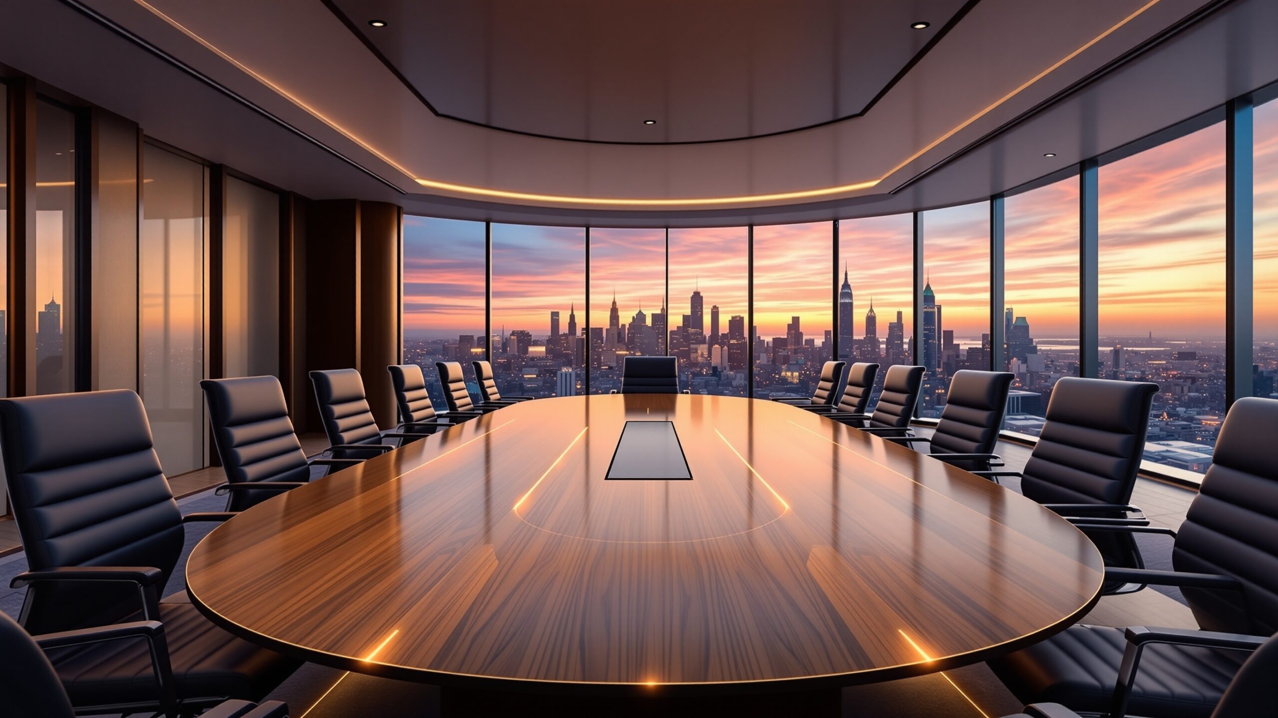Concept for a large oval conference table in a boardroom