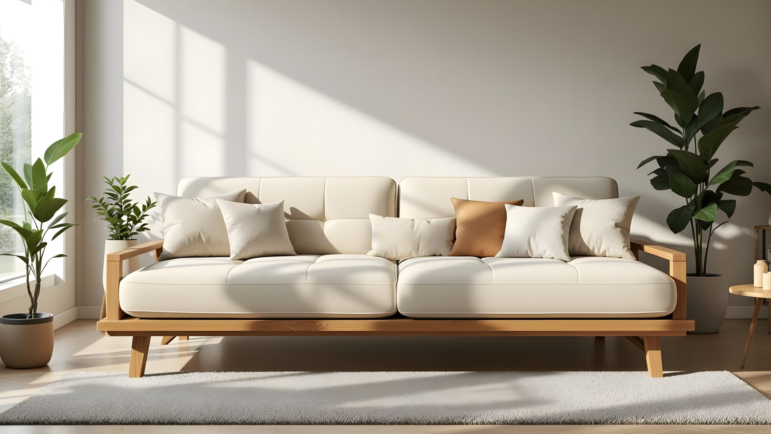 Concept for a large futon with a simple exposed frame