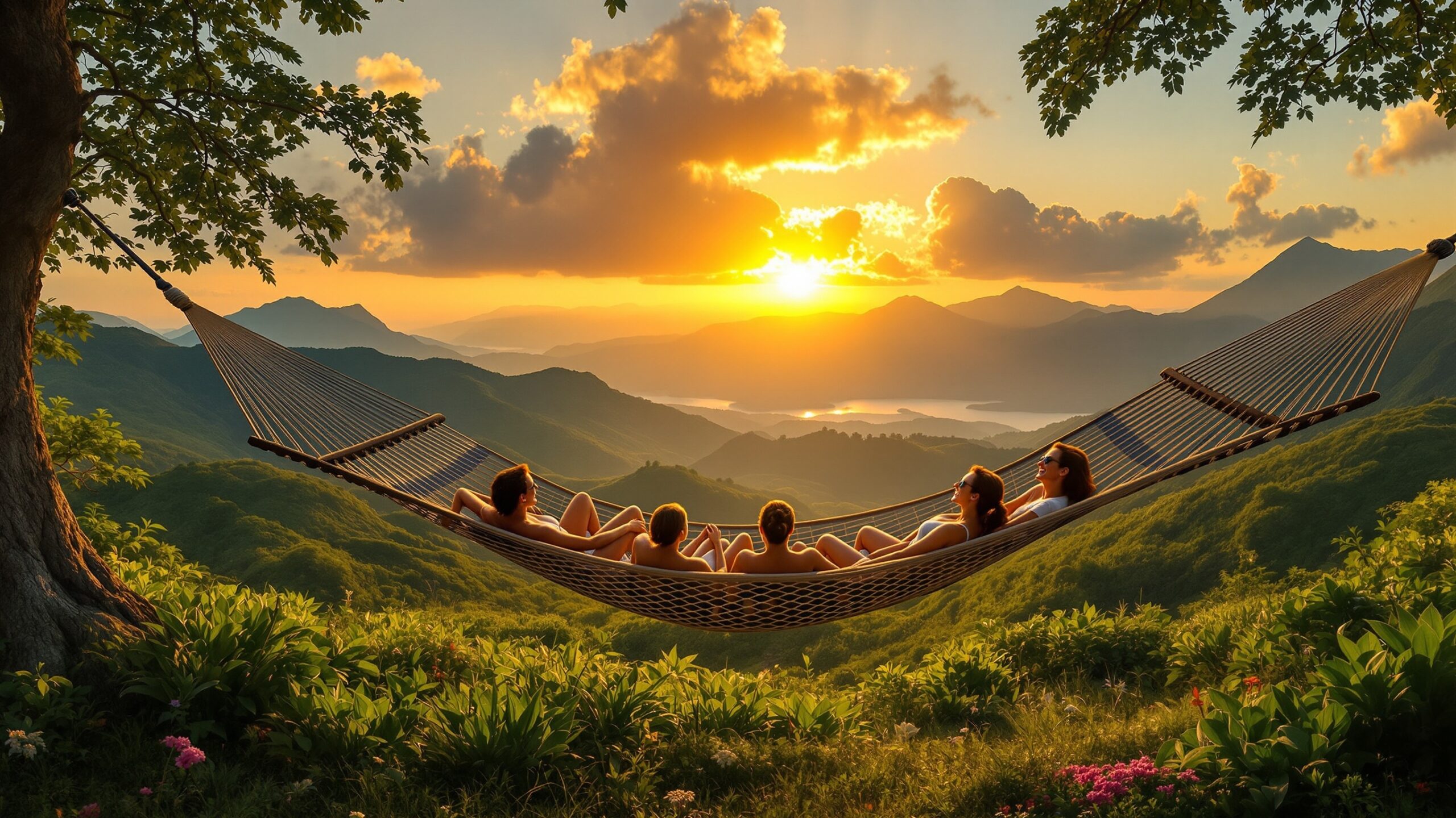 Concept for a very large hammock spanning a mountain overlook