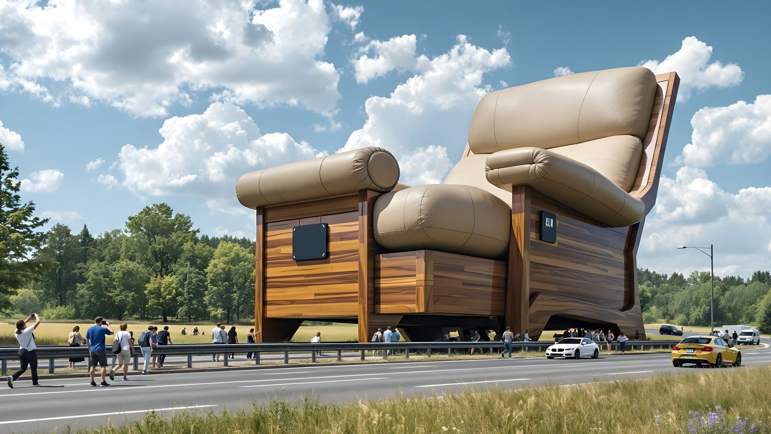 Concept for a giant recliner beside a highway