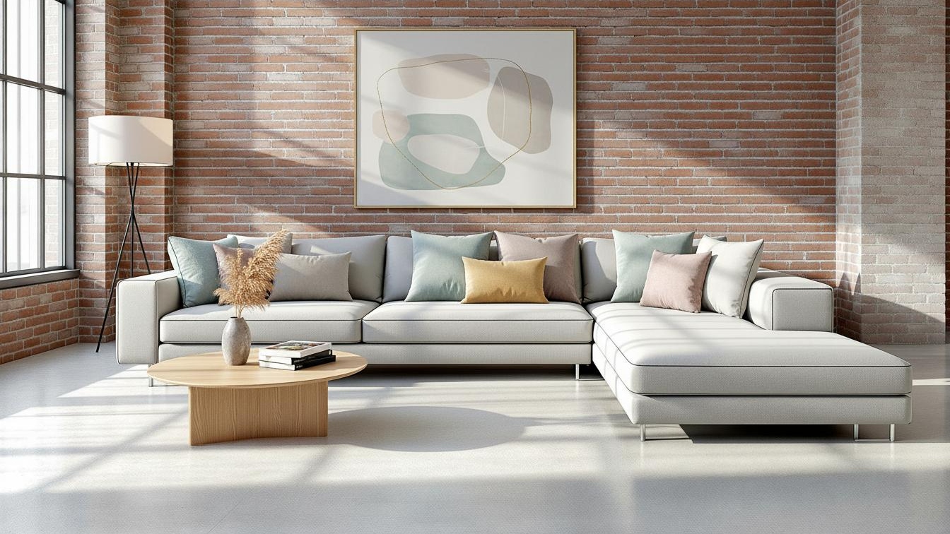 Concept for a broad L-shaped futon or convertible seating form