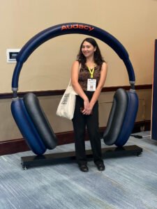 Giant headphone prop fabricated for an Audacy event