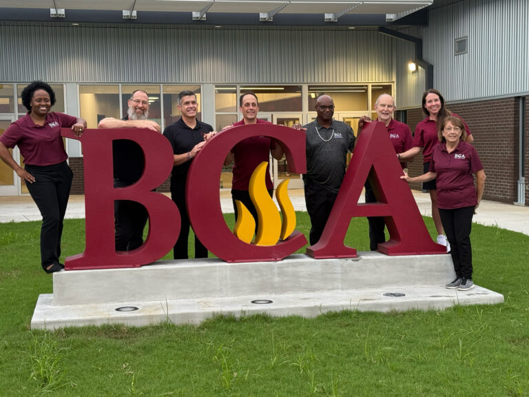 Bayou Community Academy Halo-lit giant Metal Letter display