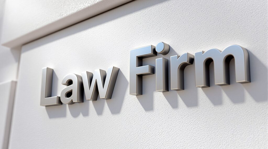 Brushed Aluminum Letters on White Stone Wall