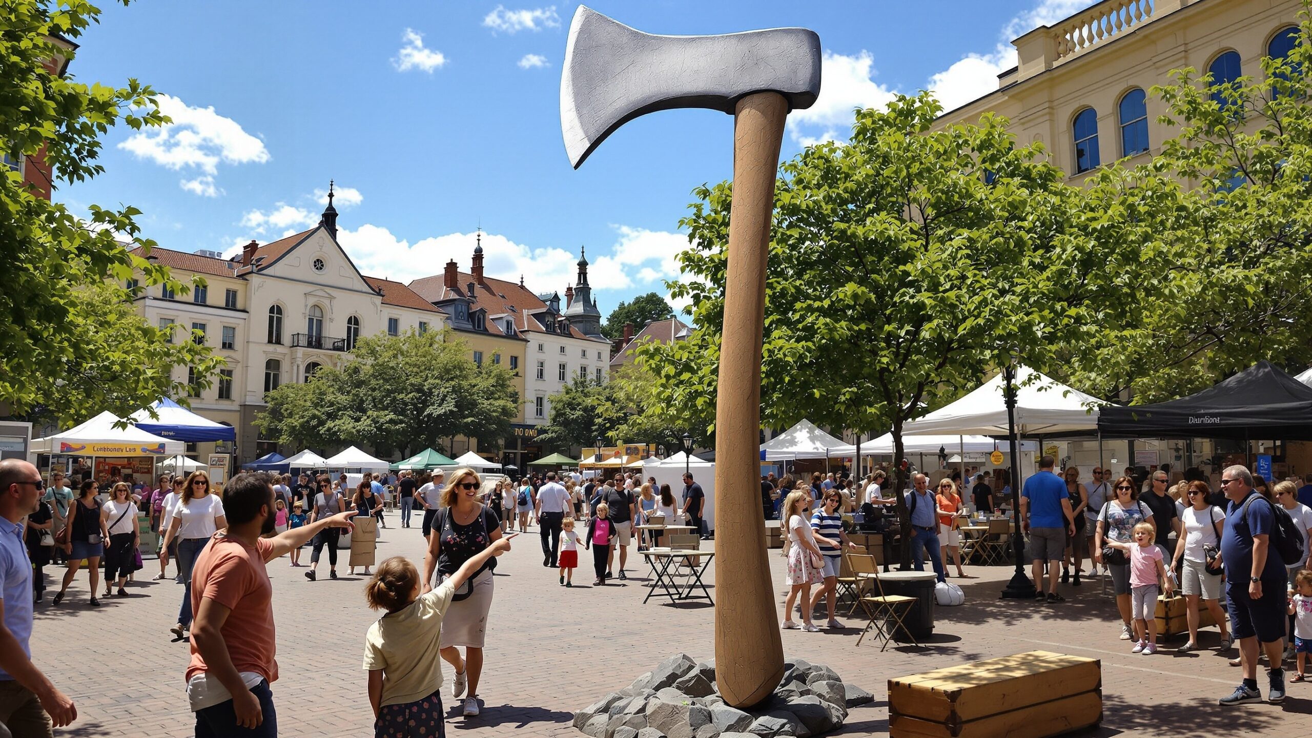 Concept for a giant axe in a town-square display