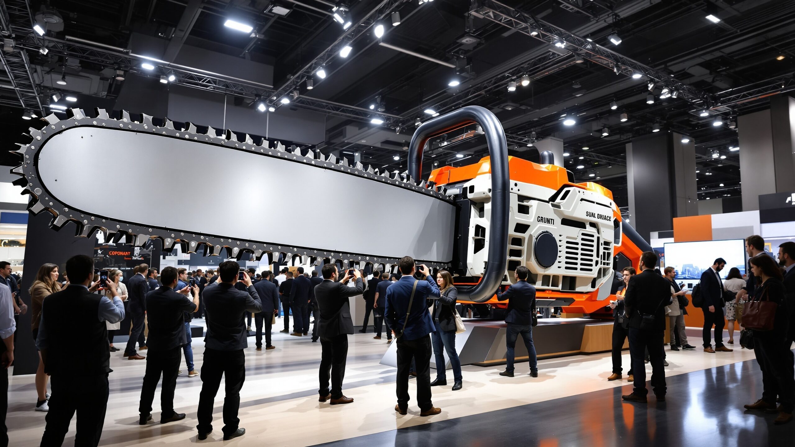 Concept for a giant chainsaw at an exhibition