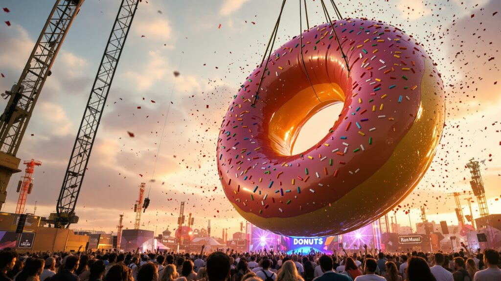 Giant Donut on crane