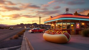 Giant Hot Dog Prop Diner