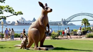 Giant Kangaroo Statue with joey