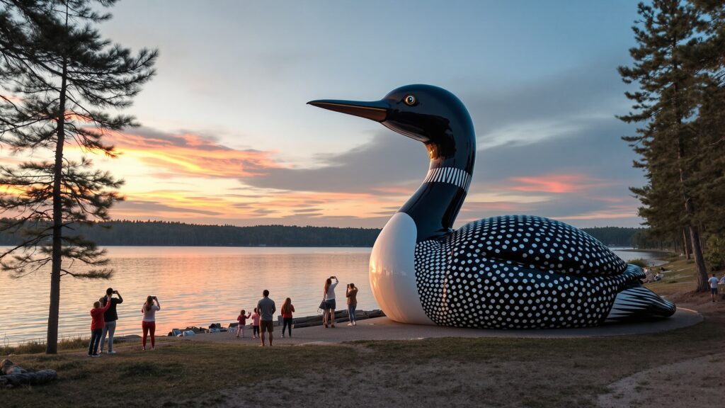 Giant Loon Statue lakeside