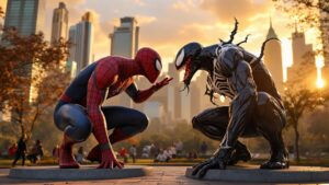 Giant Marvel Characters Statue in city park