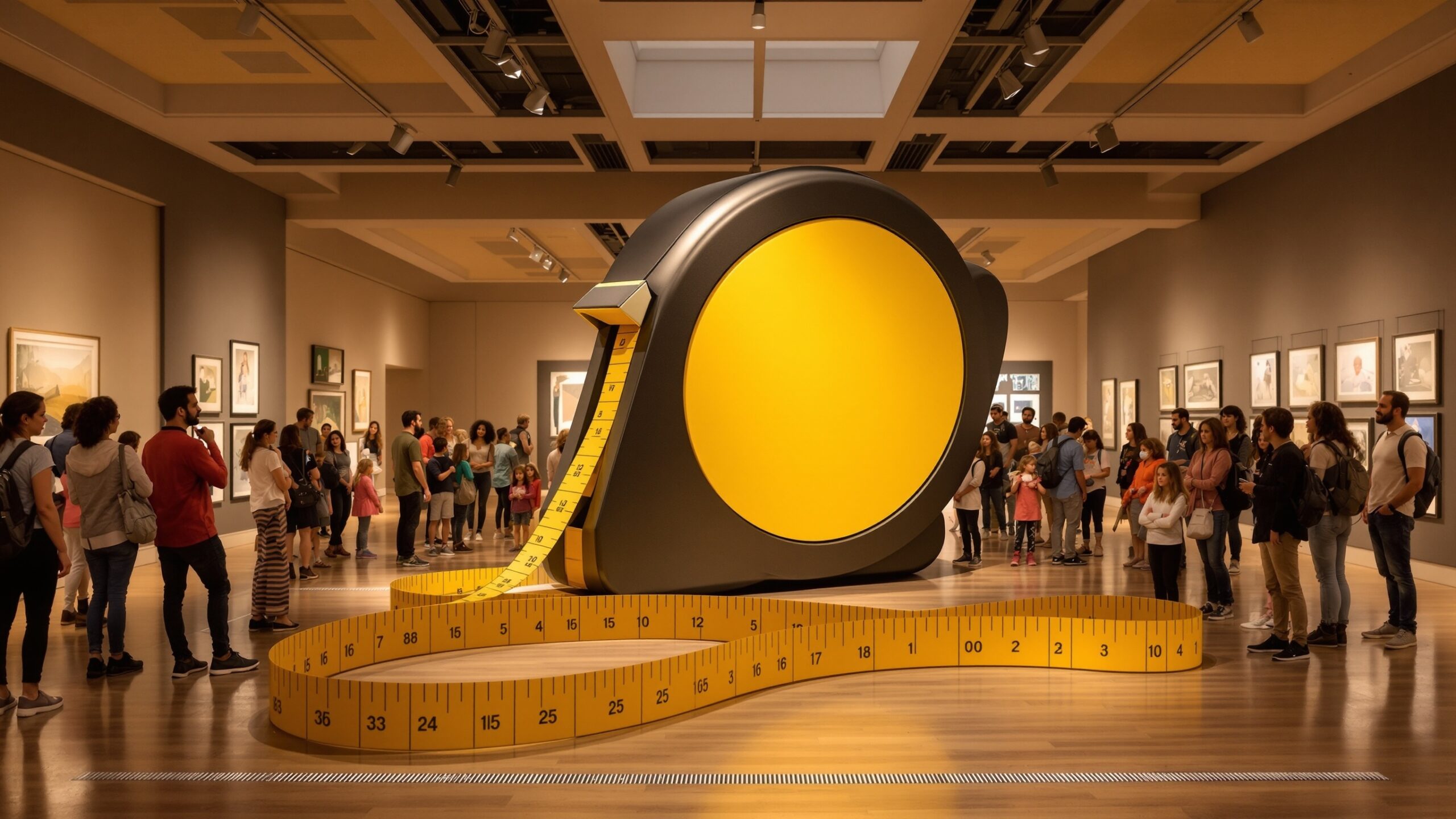 Concept for an oversized measuring tape in an exhibit