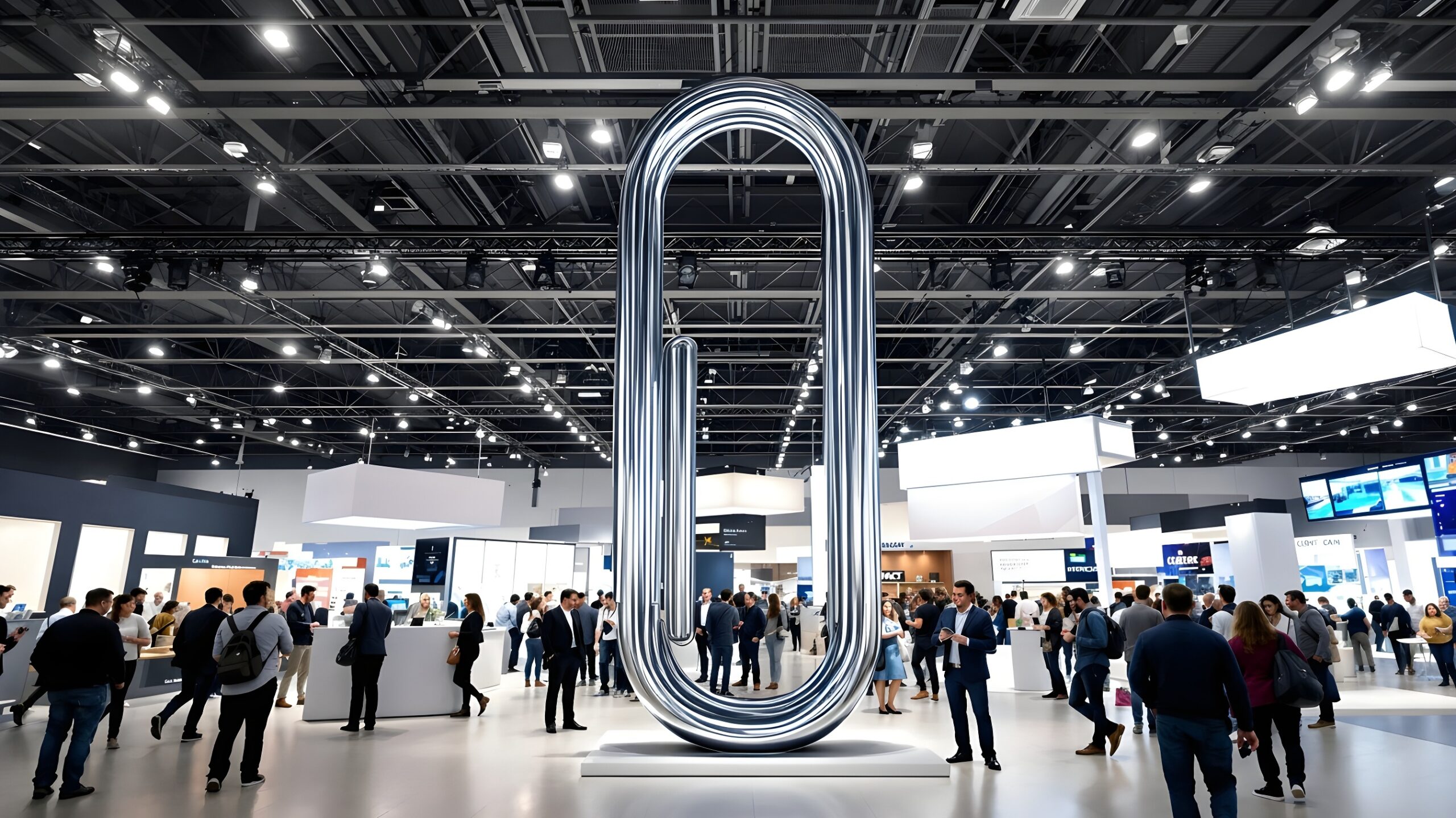 Concept for one monumental paperclip at a trade show