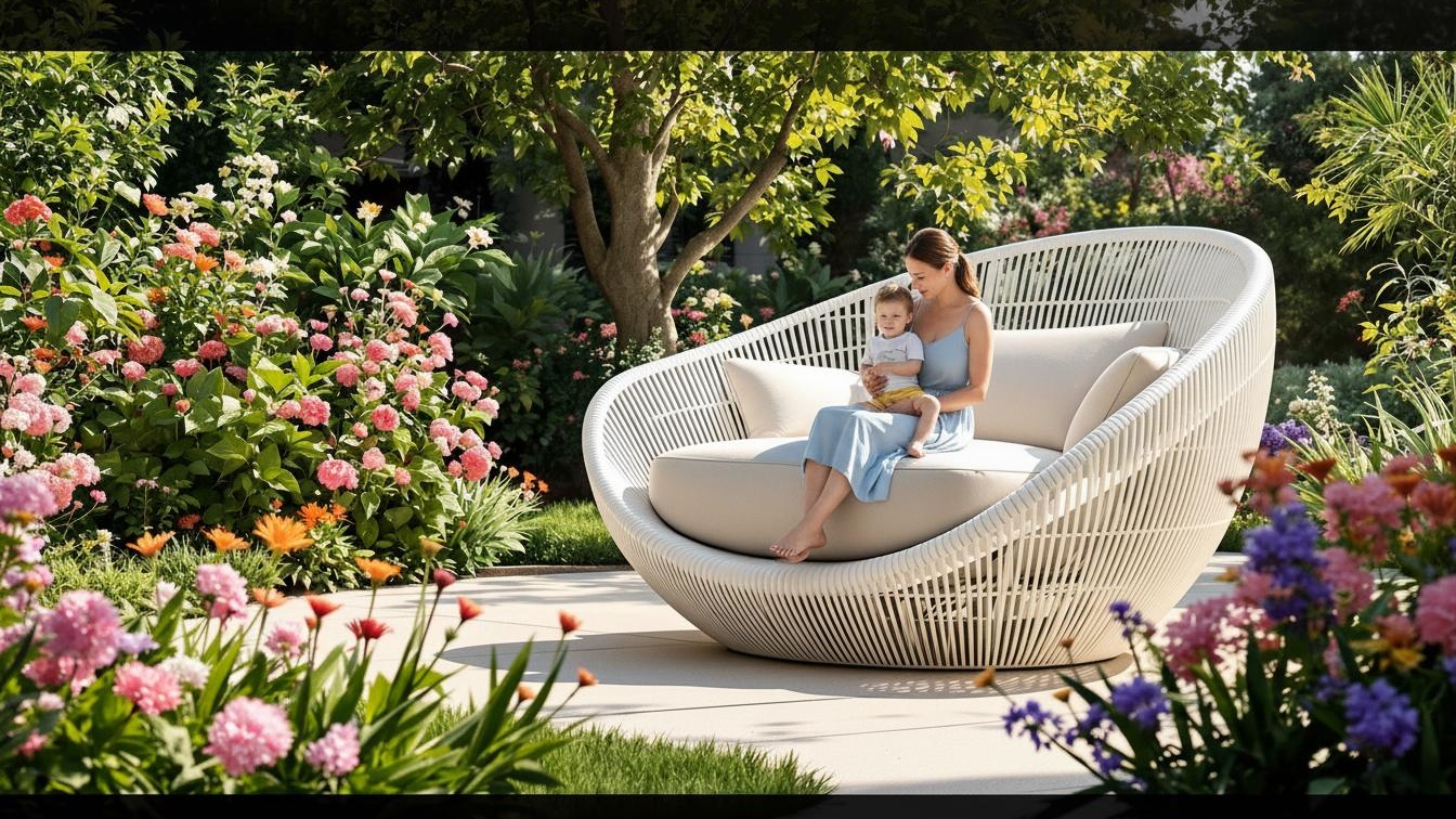 Concept for an oversized contemporary woven patio chair