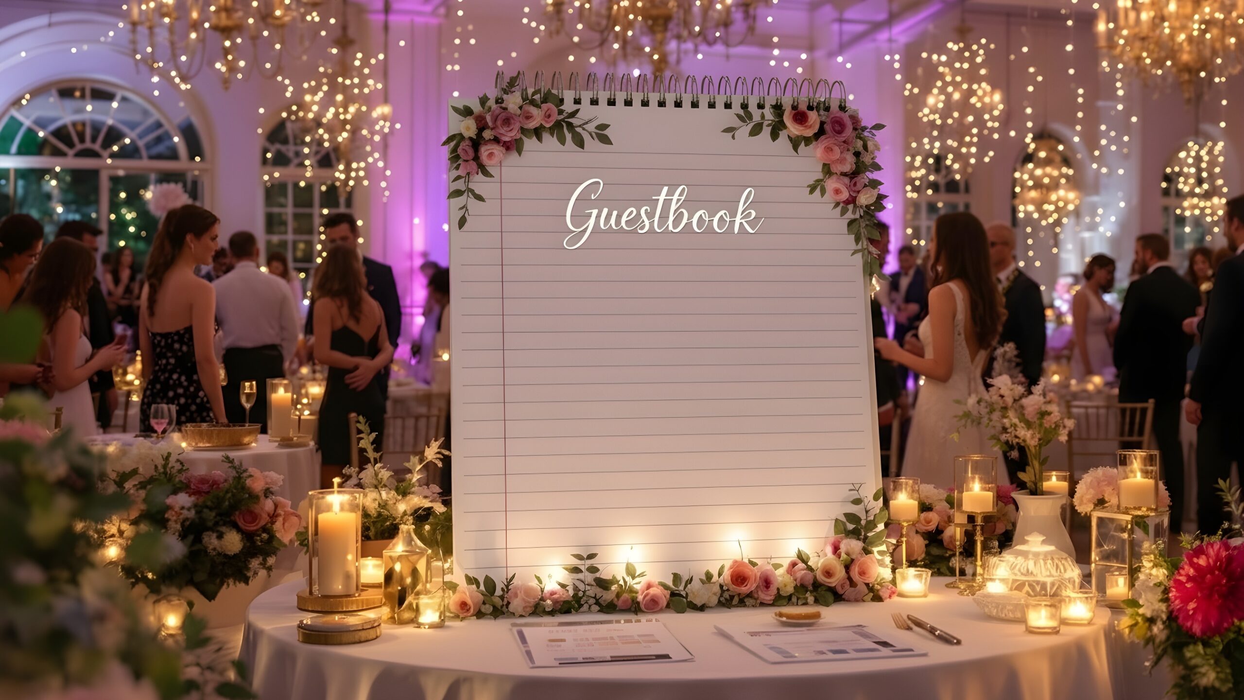Concept for a giant spiral notebook used as a guestbook display