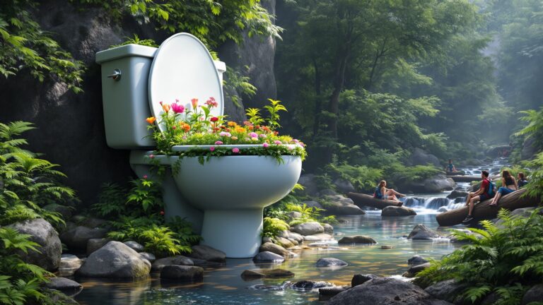 Giant Toilet Statue riverside