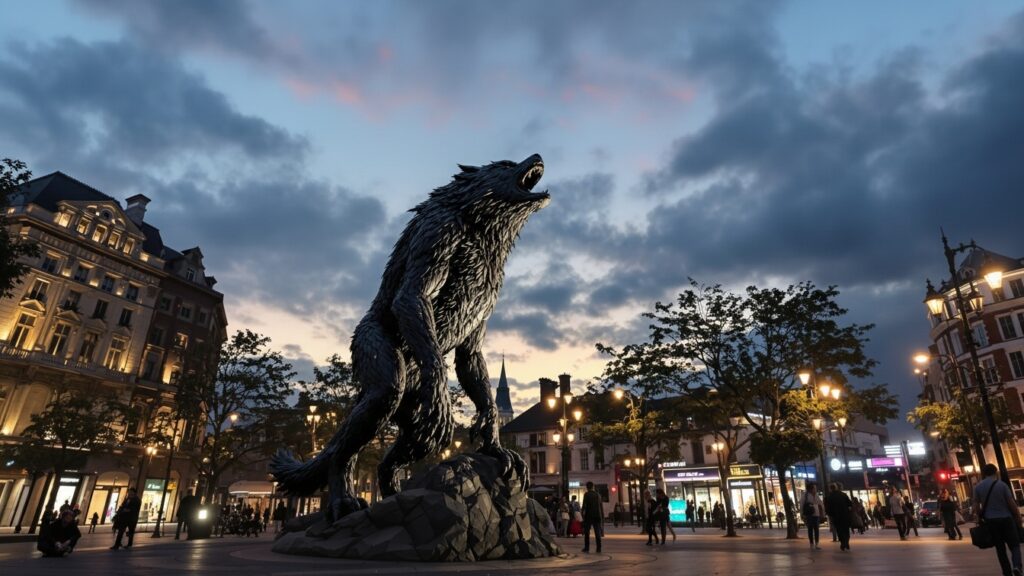 Giant Werewolf Statue-City Plaza
