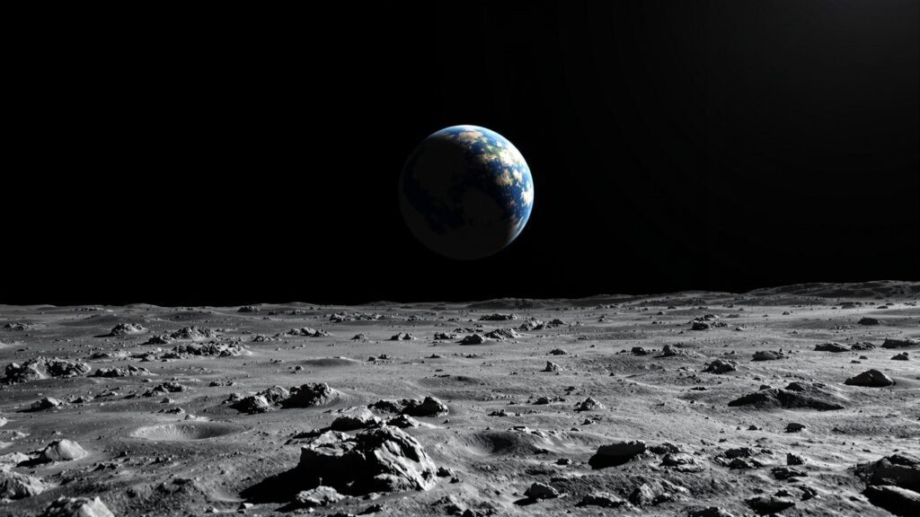 How Big is the Moon - Earth in the Background