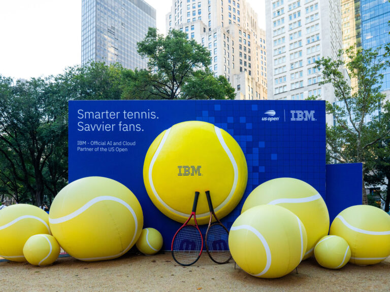 Giant tennis ball prop fabricated for a marketing campaign display.