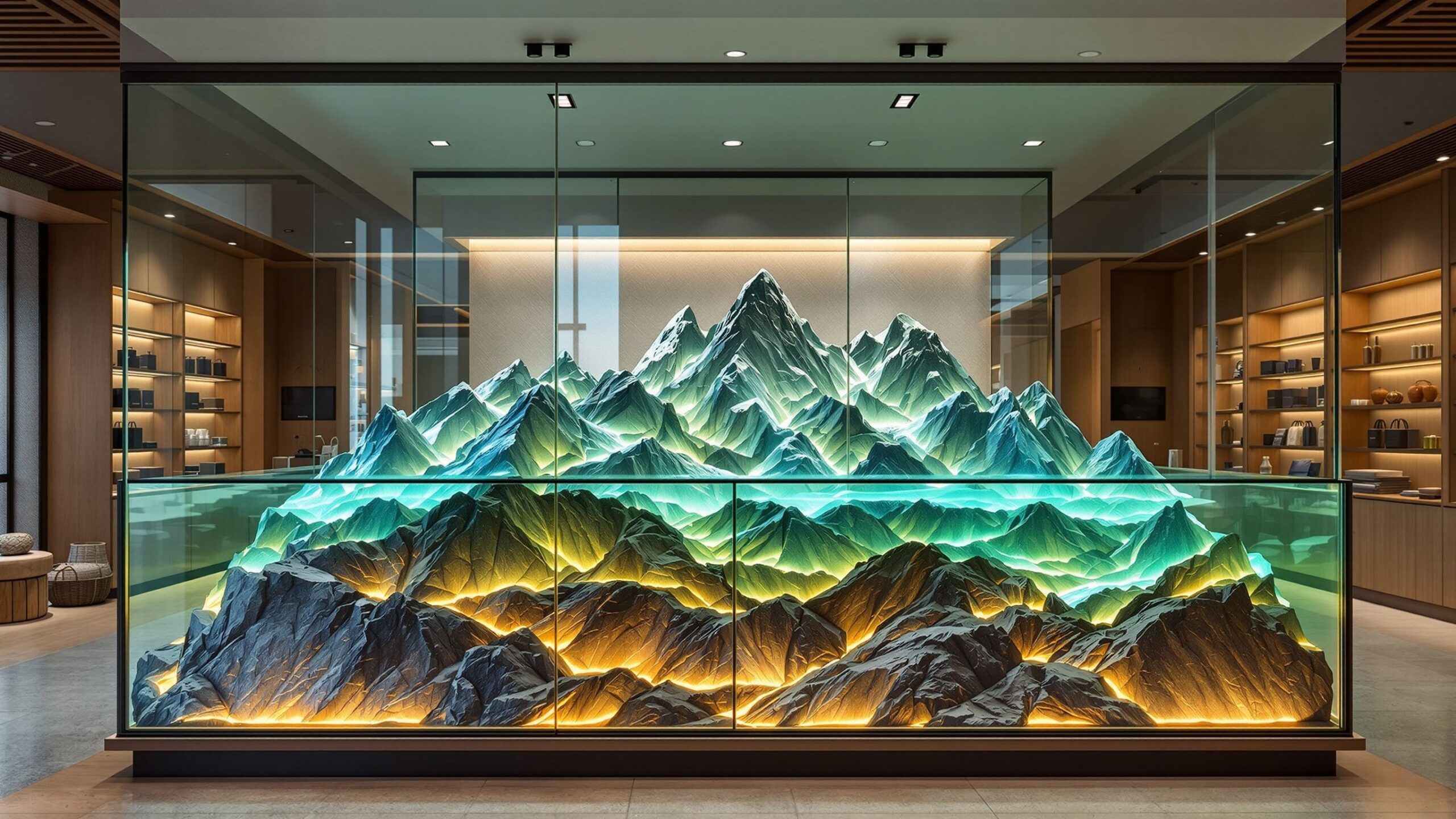 Arcteryx 3D mountain topo under glass checkout counter-3