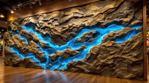 Bass Pro Shops River Topo Wall with Glowing Water Channels-7