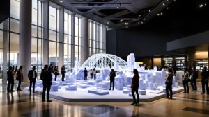 Engineering firm lobby 3D topo of signature bridge project-5