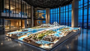 Engineering firm lobby 3D topo of signature bridge project-7