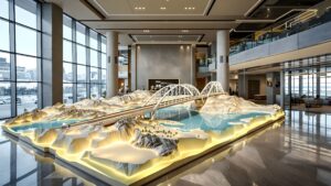 Engineering firm lobby 3D topo of signature bridge project-8