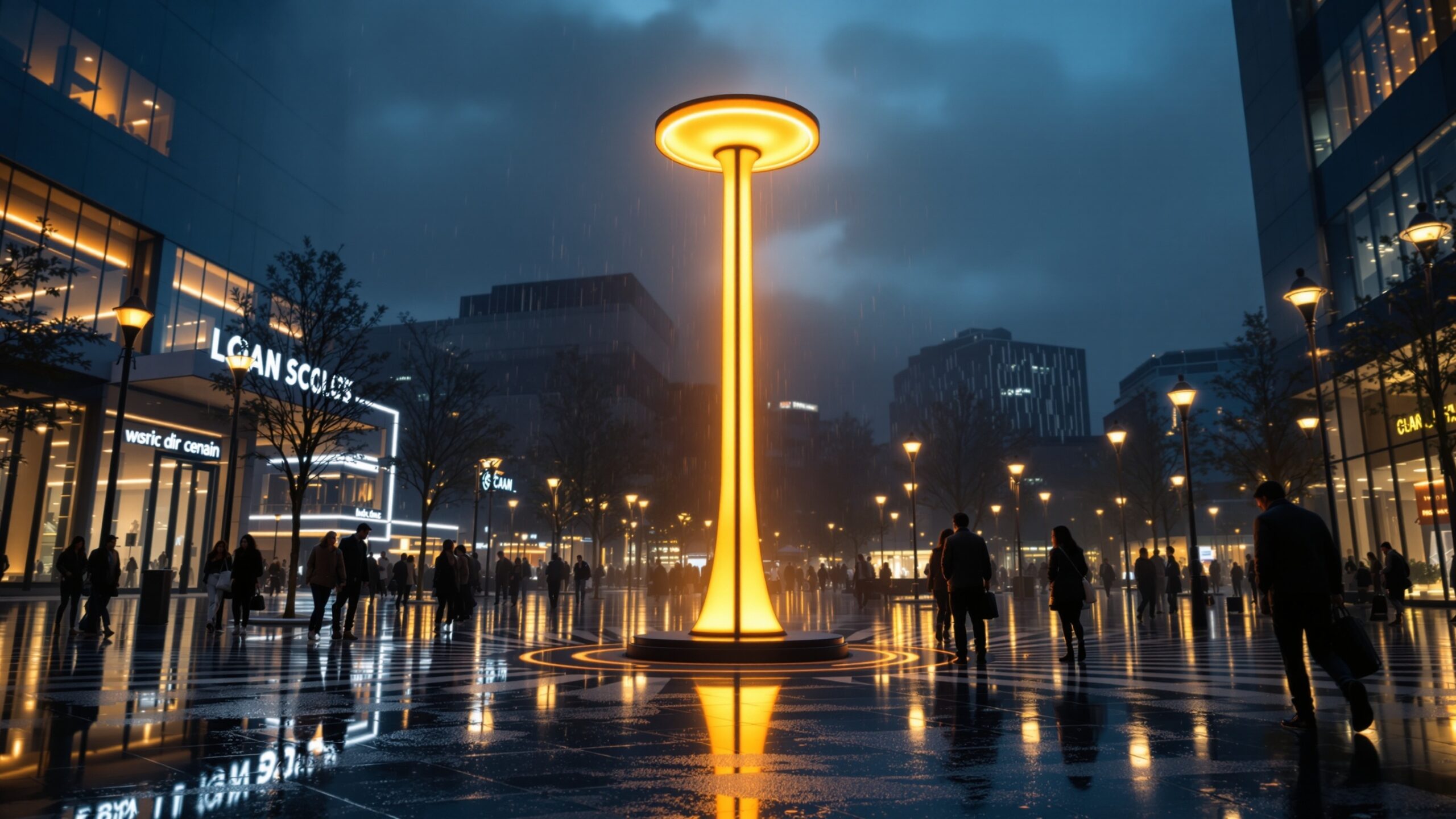 Concept for a monumental pedestal lamp in a city plaza