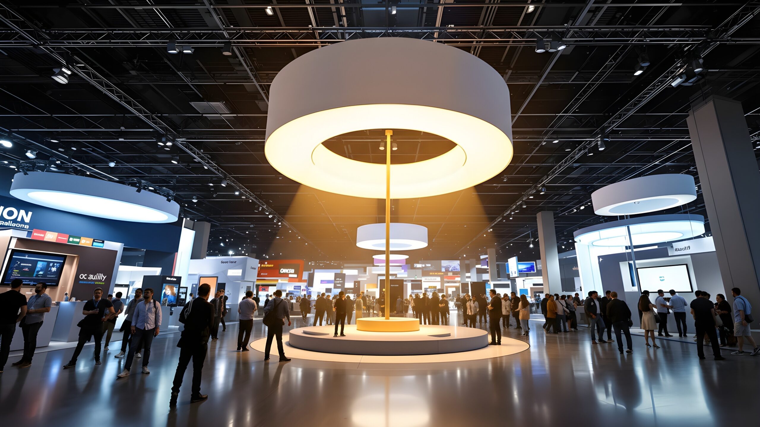 Concept for giant pendant lamps at a trade show