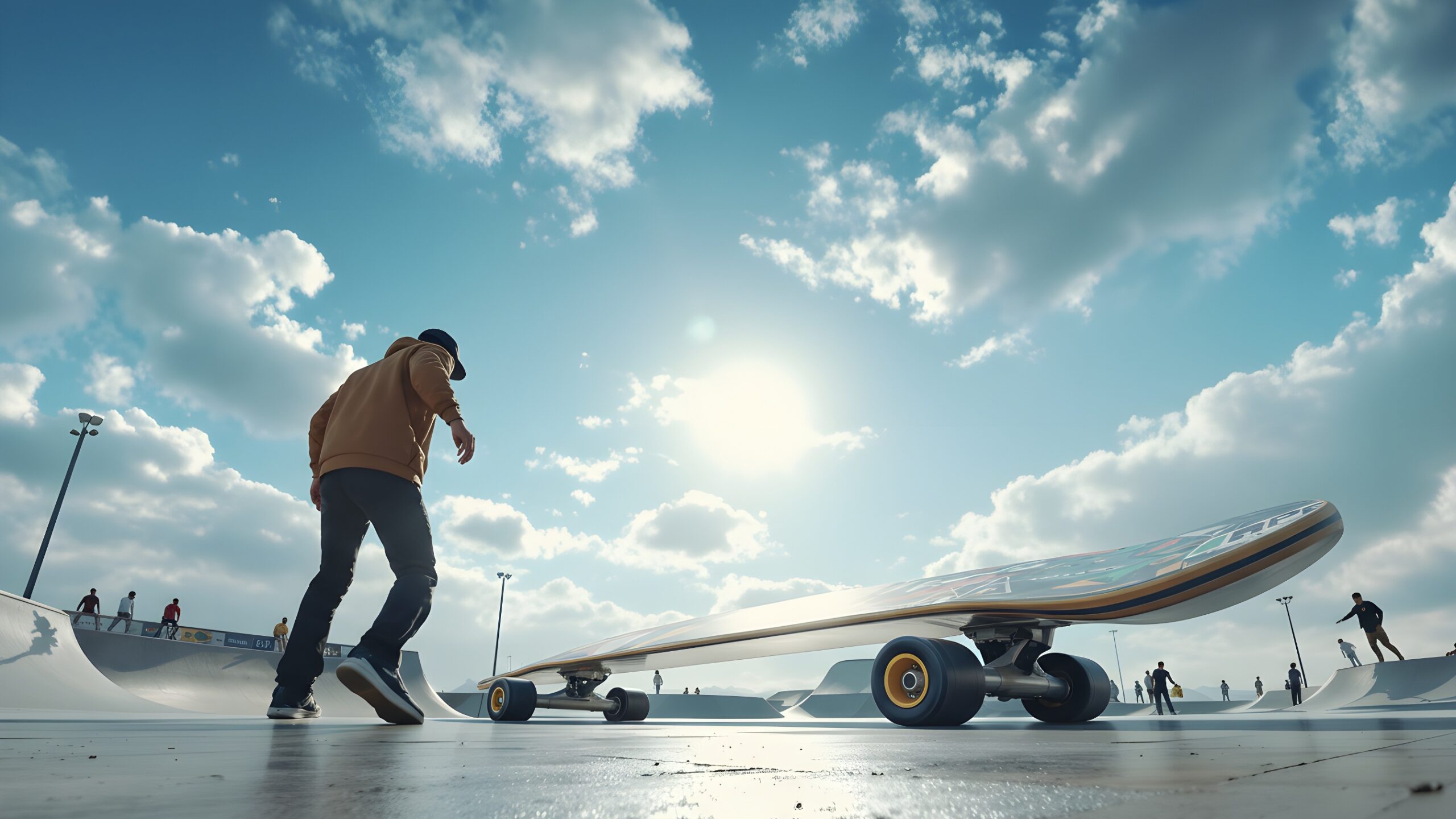 Concept for a giant skateboard at a skatepark