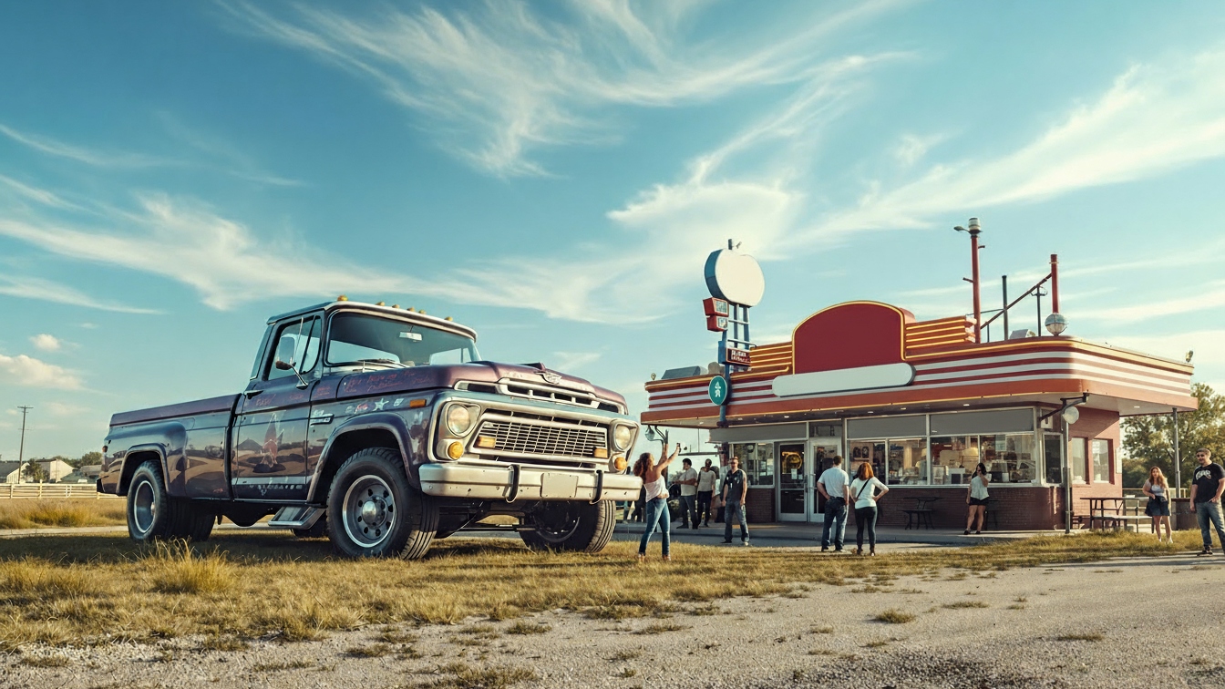 Concept for a giant pickup-truck roadside display