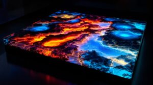 Yellowstone National Park geothermal topo in resin and LED lighting-3
