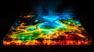 Yellowstone National Park geothermal topo in resin and LED lighting-6