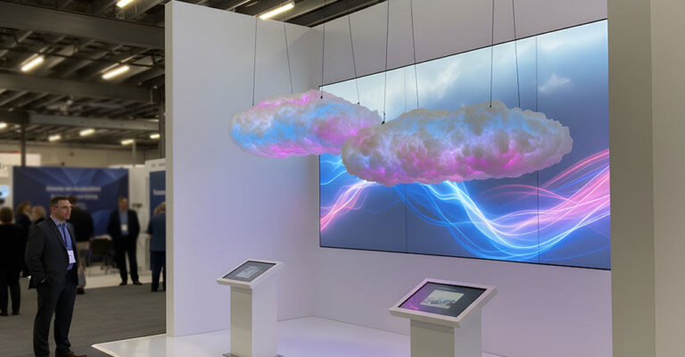 Giant illuminated multi-color clouds for trade show events