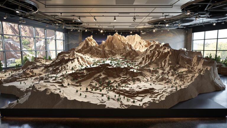 Step 1: Gather Accurate Elevation Data The process begins by collecting precise elevation information from sources such as USGS LiDAR scans or high-resolution terrain datasets. This raw data is cleaned, scaled, and converted into a detailed digital 3D model, capturing every slope, ridge, canyon, and escarpment in Boulder’s terrain. The resulting file becomes the blueprint for the entire fabrication process. Step 2: Slice the Digital Model for Production Fabricators divide the 3D terrain model into relief sections suitable for cutting on CNC routers, 3D printers, or laser cutters. Materials vary depending on project needs—foam, wood, acrylic, and composite sheets are common choices. Large display models often use a layer-stacking method, where each sheet represents a specific elevation slice that builds upward like a geological puzzle. Step 3: Assemble the Terrain Layers Once all pieces have been cut, they are carefully assembled and bonded together. As the layers rise, the topography takes shape, revealing the foothills, canyons, and the dramatic incline of the Flatirons. Edges and transitions are refined through sanding and shaping to eliminate visible steps and to create natural land contours. Additional details such as sharp canyon edges, rock faces, or man-made structures may be added to elevate accuracy and realism. Step 4: Refine and Finish the Surface with Artistic Detail Artists then transform the raw structure into a lifelike terrain model. Paint gradients mimic natural elevation coloration—from deep earthy tones in the mountains to softer greens across the plains. Highlights and shadows are applied to enhance depth and dimension. The Flatirons receive especially careful attention, with warm sandstone hues that capture their iconic character. Step 5: Add Presentation Features and Protective Elements Optional additions—including borders, frames, labels, or protective coatings—are incorporated depending on the intended display style. Many high-end models are intentionally left unlabeled to let the sculptural quality of the terrain stand on its own. The final piece is a polished, artistic, and scientifically accurate 3D topographic representation of Boulder’s powerful and dramatic landscape.