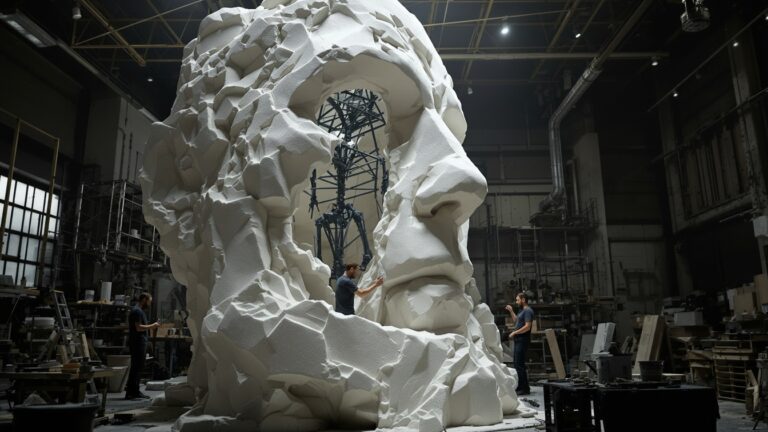 Foam as the Core of Giant Statues