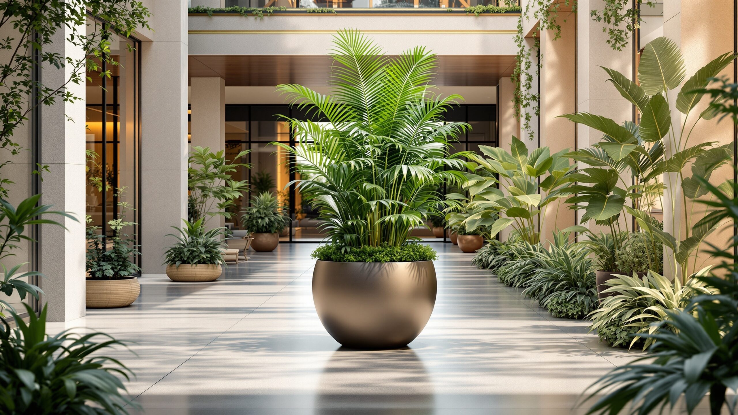 Concept for an oversized plant pot in a lobby