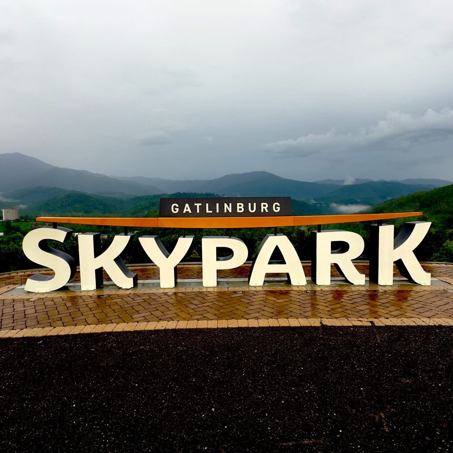 Gatlinburg SkyPark dimensional metal logo at the mountain overlook