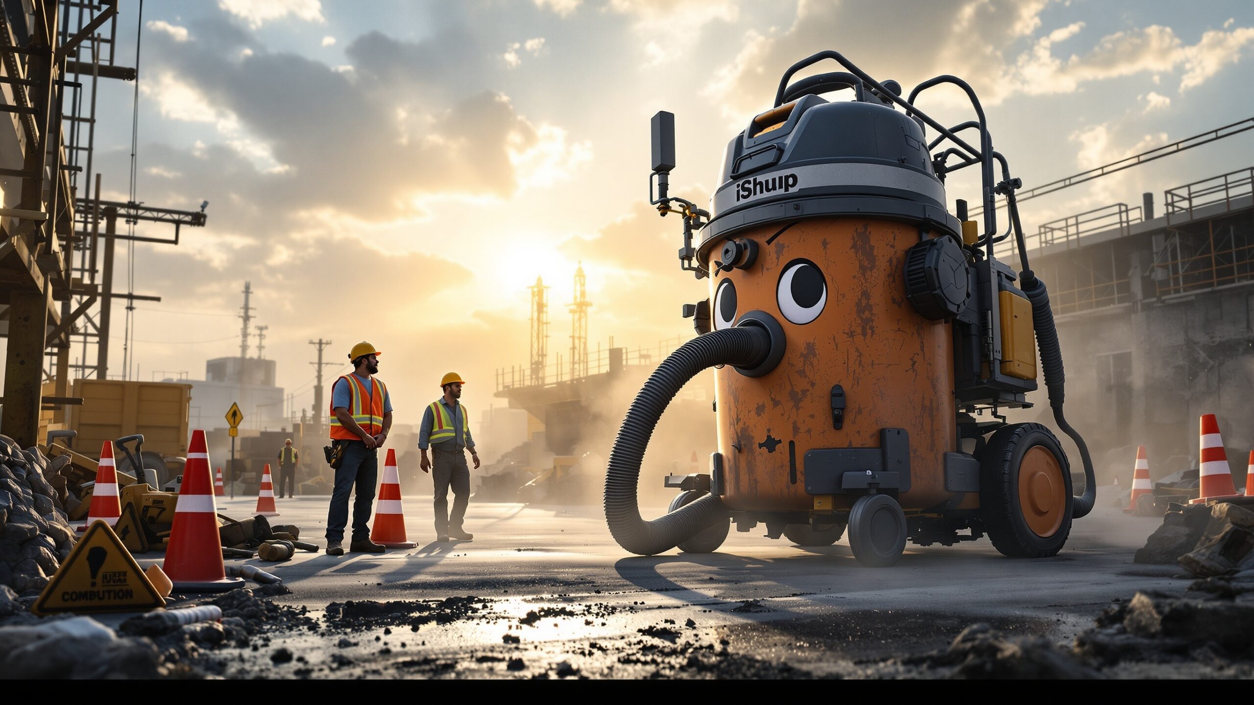 Concept for a monumental shop vacuum at a worksite display