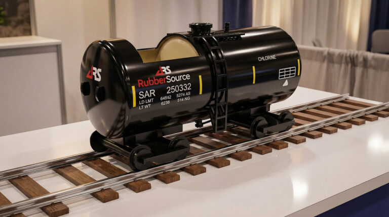 The custom scaled-down industrial model for Rubbersource.