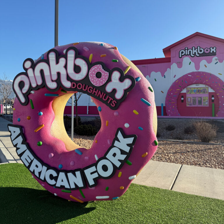 Pinkbox Doughnuts American Fork Utah Free Standing Doughnut Sign