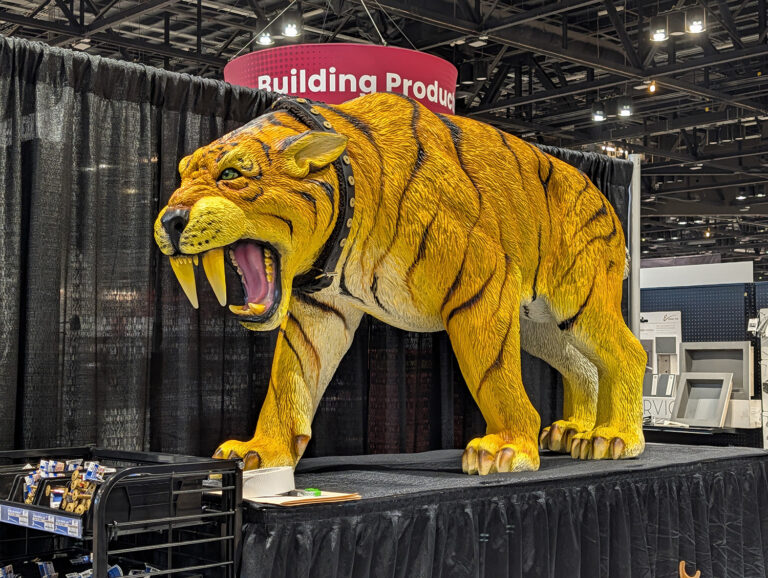 Saberdrive Sabertooth Tiger Mascot Trade Show Statue.