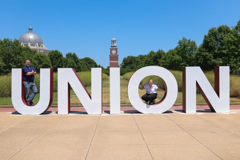 Union University campus landmark display metal letters