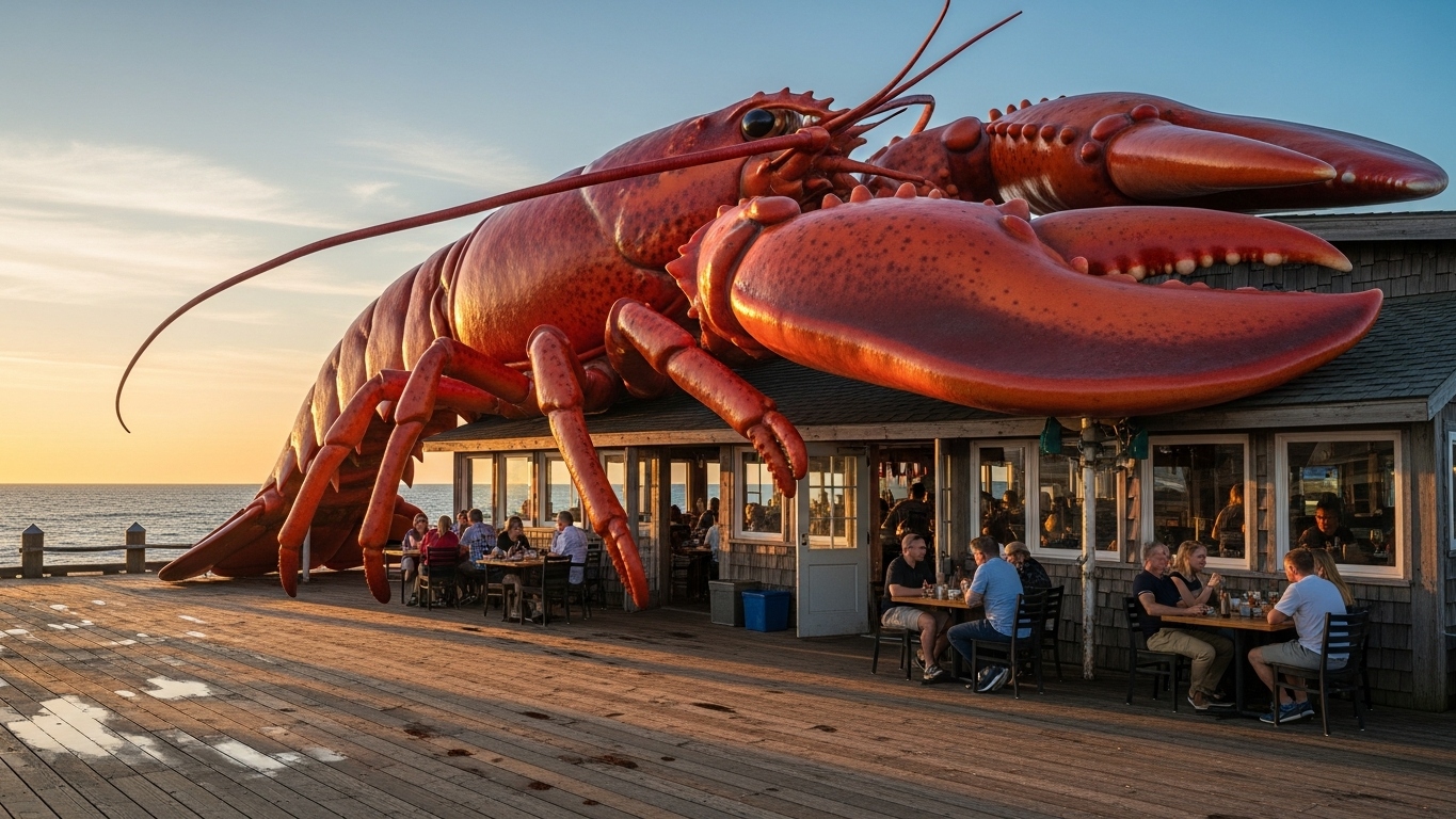 Concept for a monumental lobster at a waterfront setting