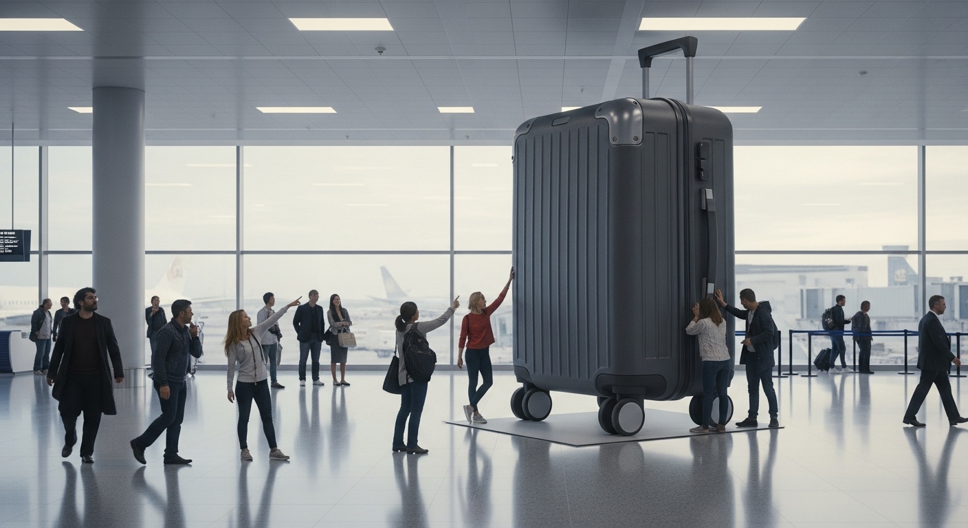 Concept for monumental rolling luggage in an airport
