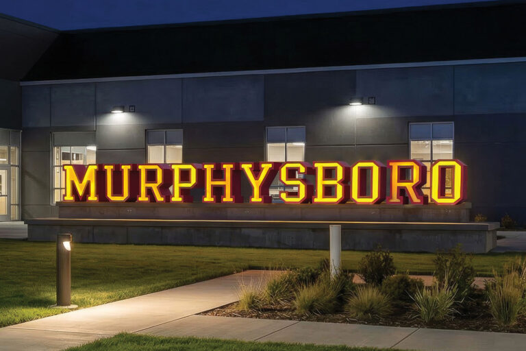 Murphysboro LED-lit Giant Metal Letter Campus Landmark